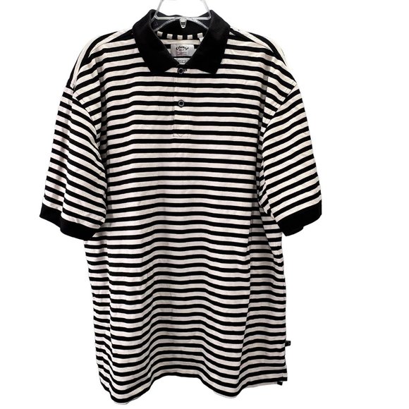 Callaway Golf Sport Polo Shirt size L Men Black Cream Striped Short Sleeve - Picture 1 of 10
